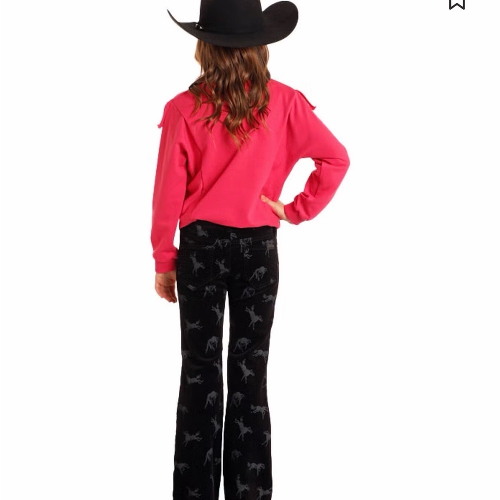 ROCK & ROLL DENIM GIRLS' RODEO PRINT CORDUROY BOOTCUT JEANS - Picture 2 of 10